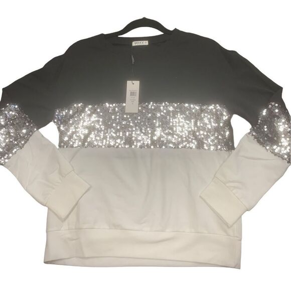 Sequin Striped Detail Sweatshirt - Picture 2 of 6